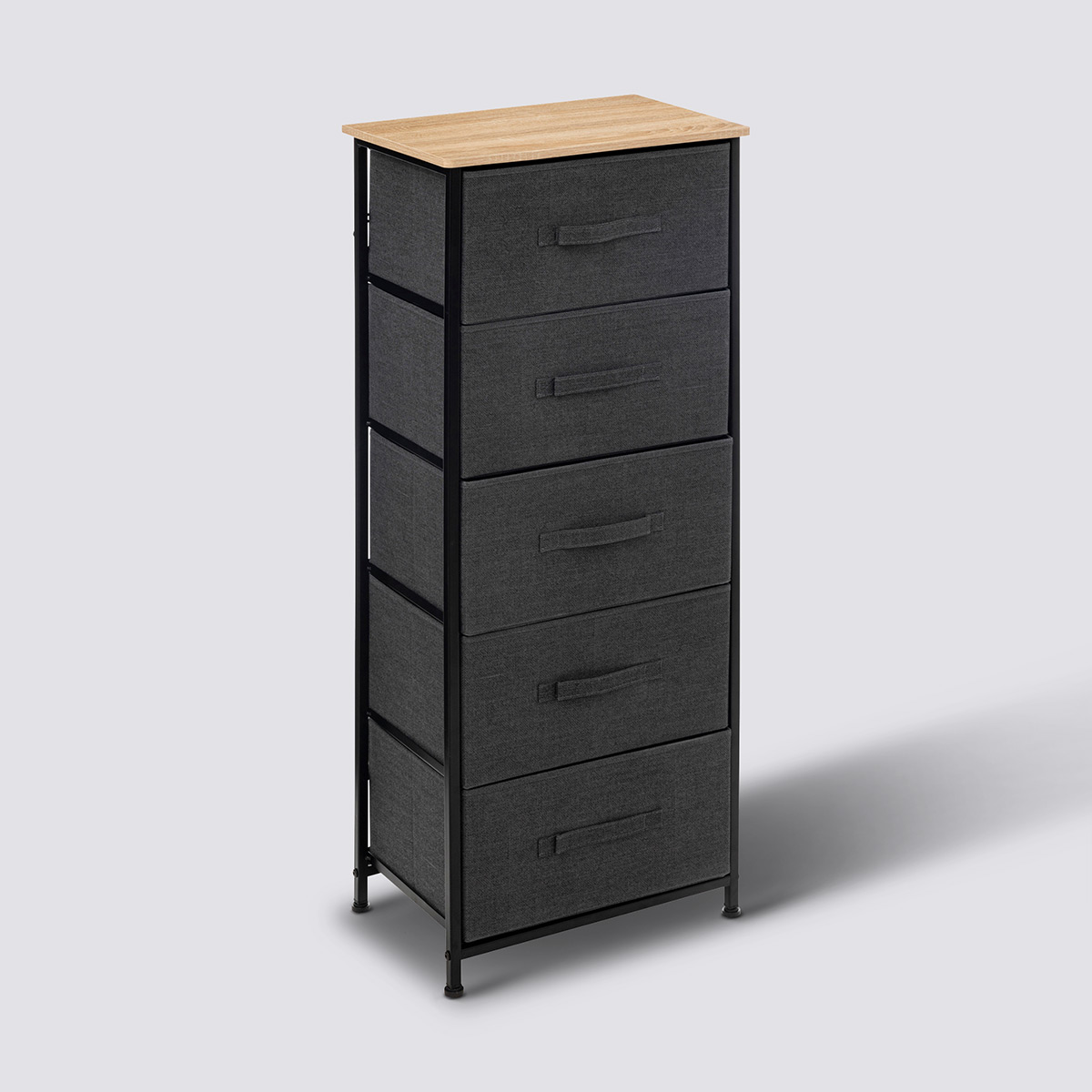 Rangement haut 5 tiroirs, gris foncé Tissa