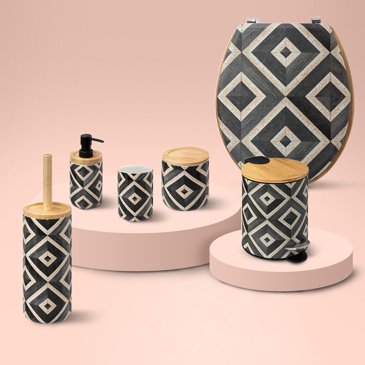 Distributeur de savon, noir et beige Canvas