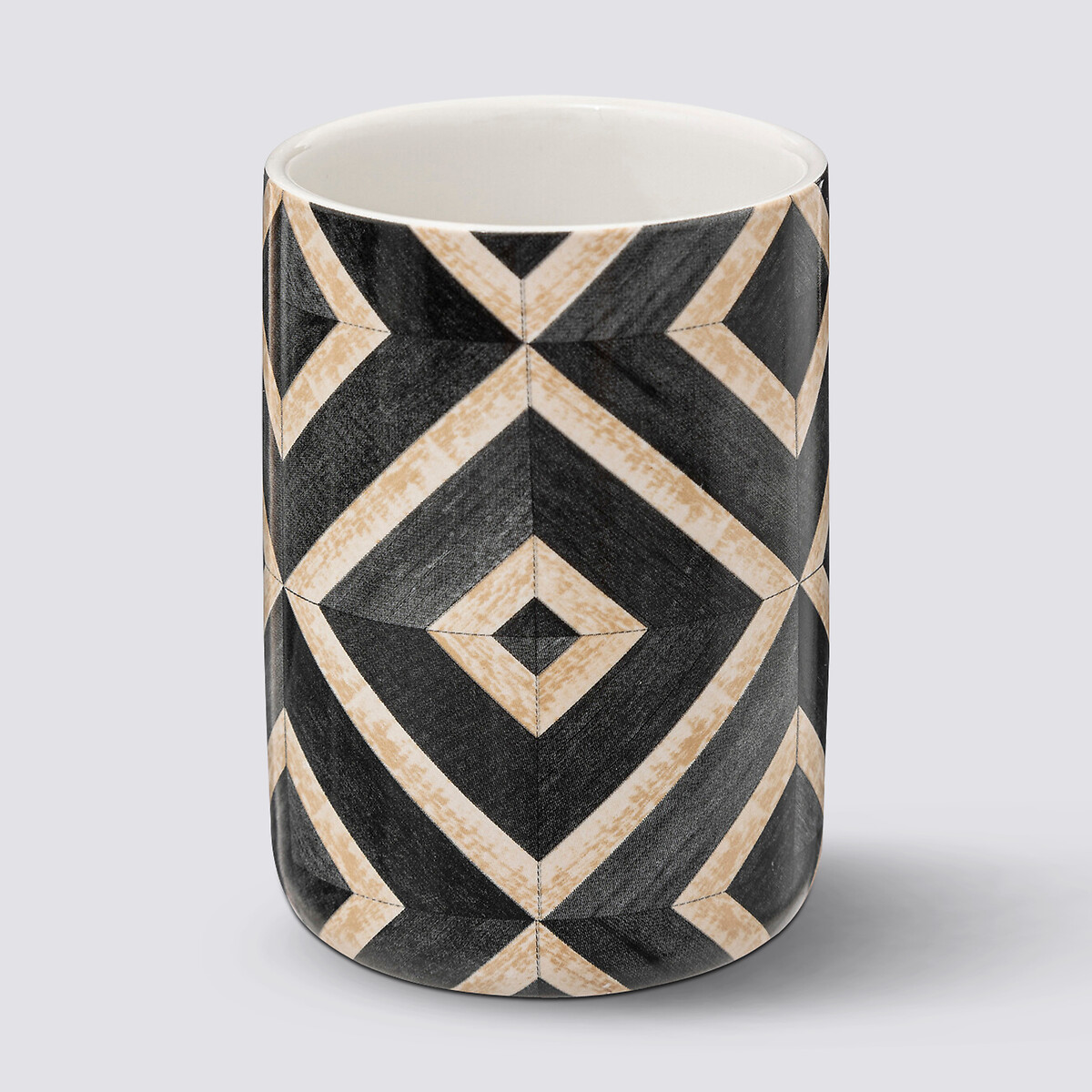 Pot à brosses à dents, noir et beige Canvas