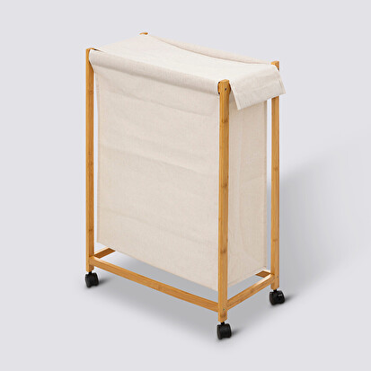 Panier à linge roulette 52l, beige 