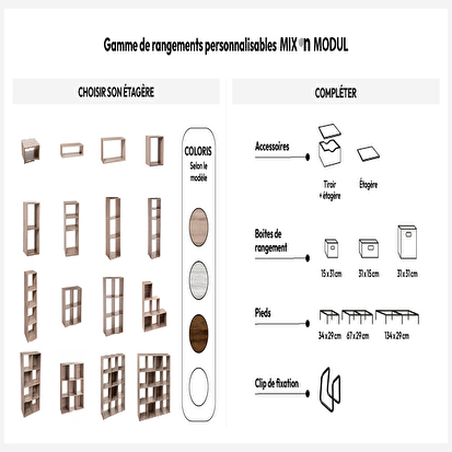 Étagère 12 cases, effet chêne naturel Mix'n modul