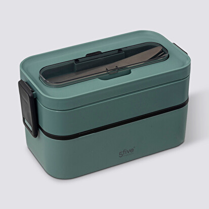 Lunch box double compartiments avec couverts 