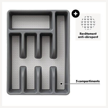 Range-couverts 5 compartiments, antidérapant 