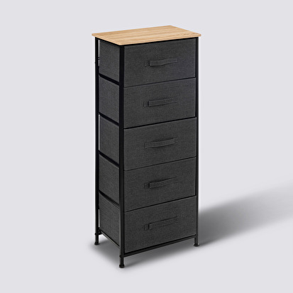Rangement haut 5 tiroirs, gris foncé Tissa