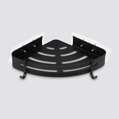 Étagère de douche d'angle stick adhésif, noir Blackalu