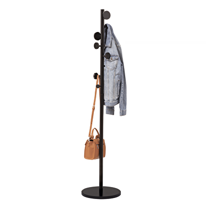 Porte manteau 8 crochets bois, noir 