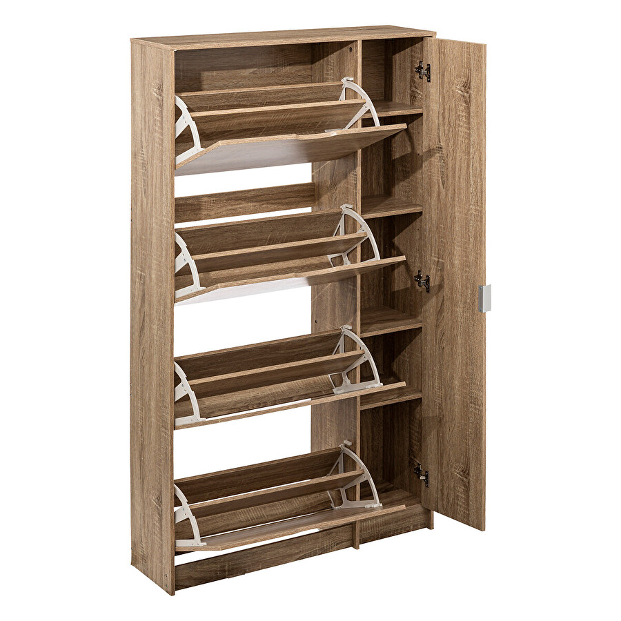 Meuble range-chaussures x24 miroir, effet chêne Drawy