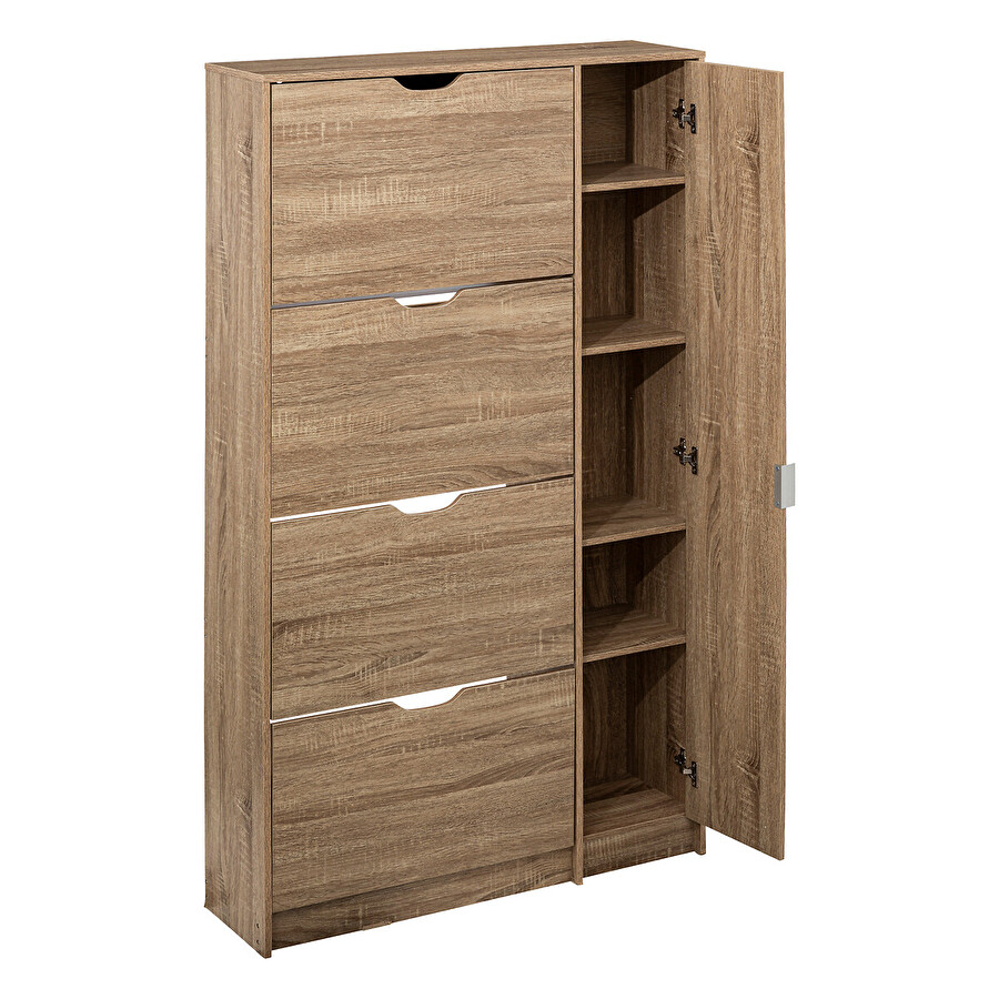 Meuble range-chaussures x24 miroir, effet chêne Drawy