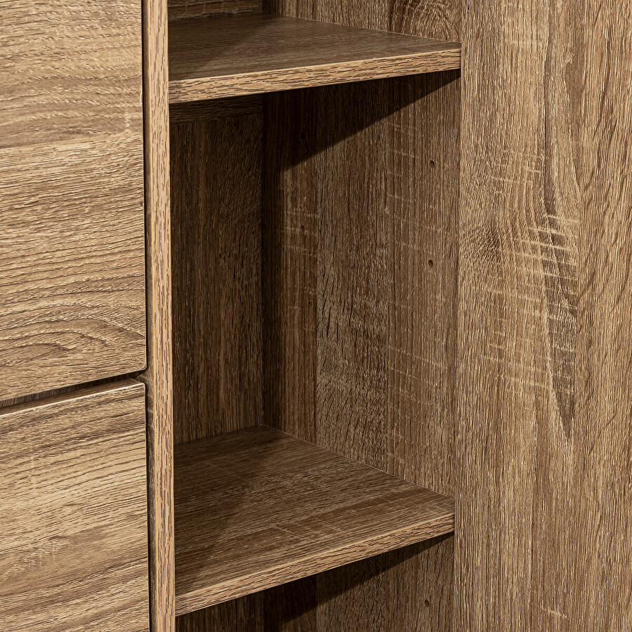 Meuble range-chaussures x24 miroir, effet chêne Drawy