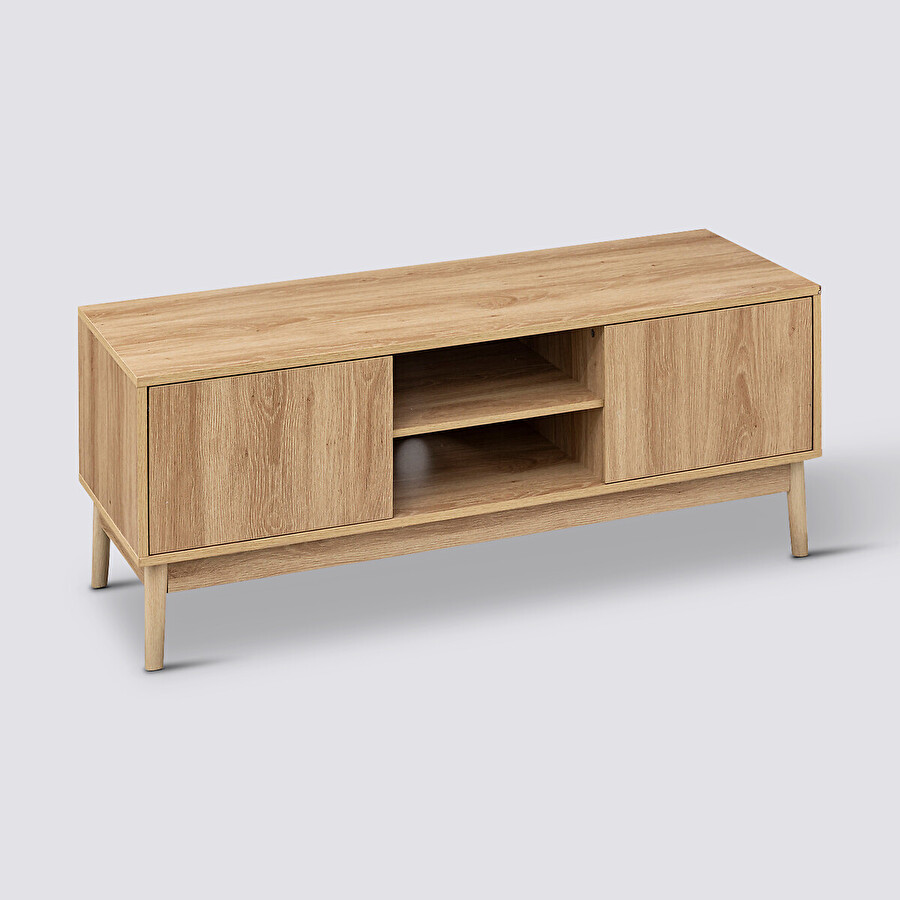 Meuble tv 2 placards, effet chêne naturel Abana