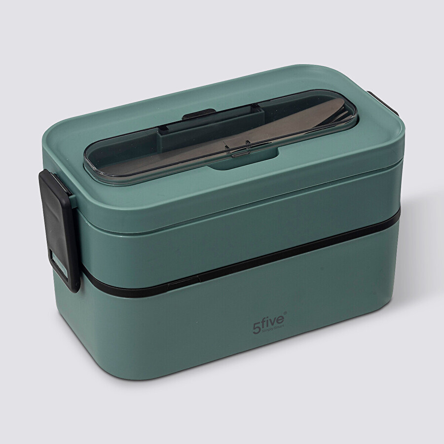 Lunch box double compartiments avec couverts 