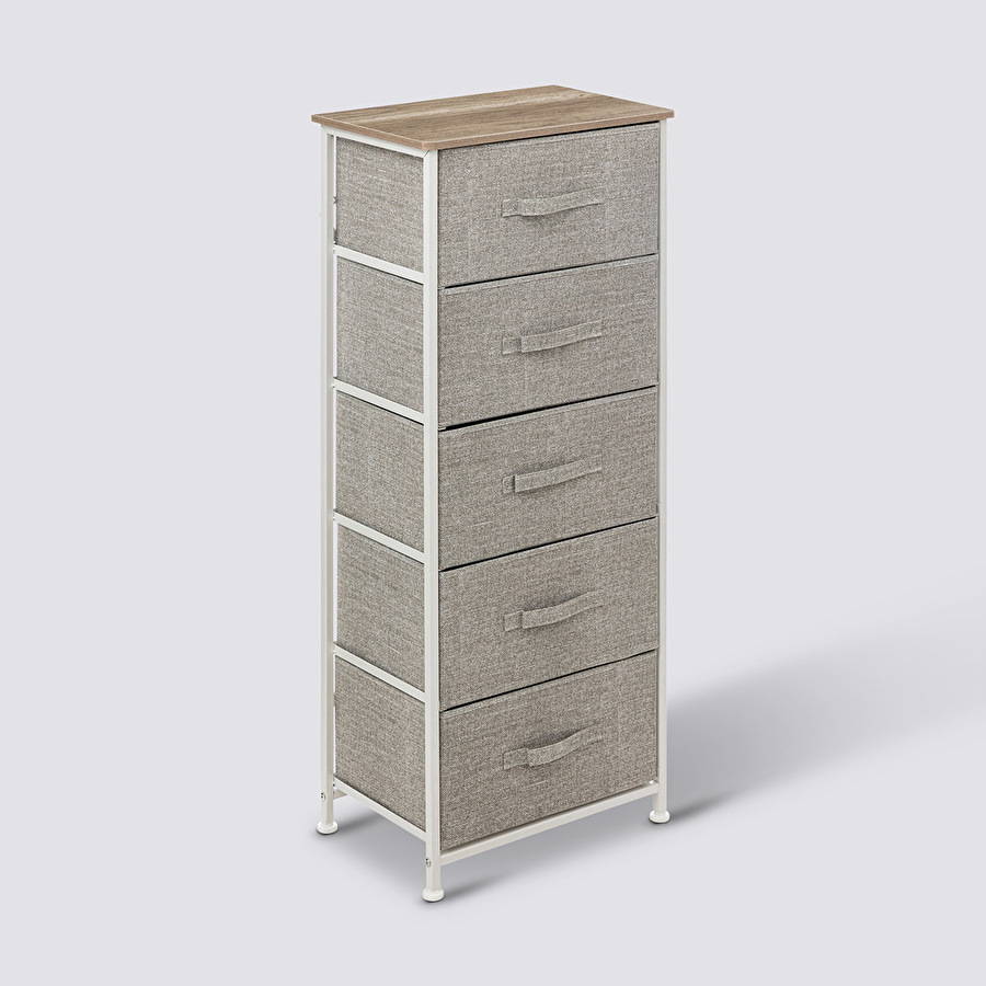 Rangement haut 5 tiroirs, gris clair Tissa