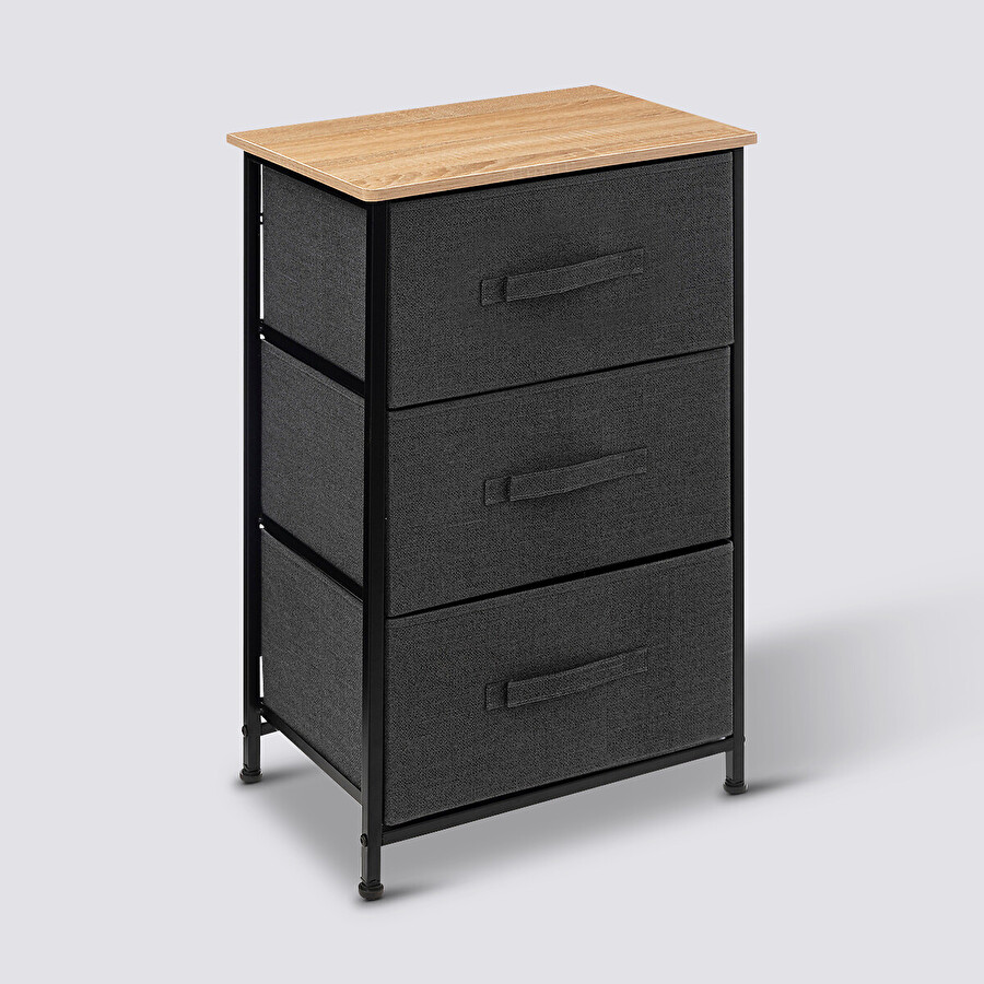 Rangement 3 tiroirs, gris foncé Tissa