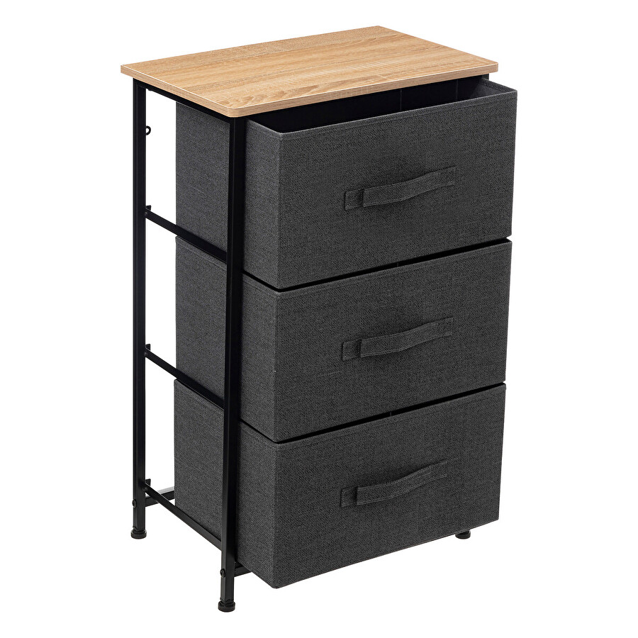 Rangement 3 tiroirs, gris foncé Tissa