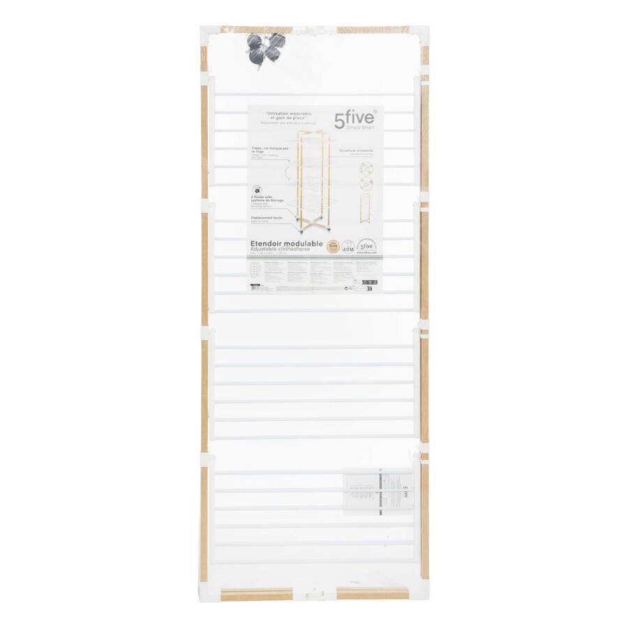 Étendoir à linge tour 4 roues 40m, effet bois Bara