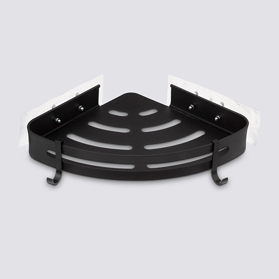 Étagère de douche d'angle stick adhésif, noir Blackalu