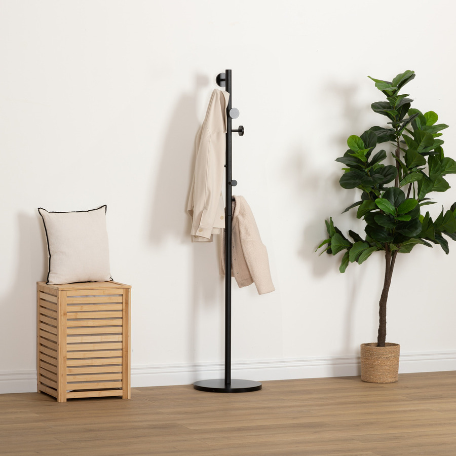 Porte manteau 8 crochets bois, noir