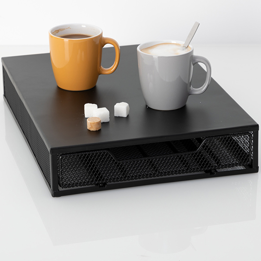 Porte-capsules x60 avec tiroir, noir Mayaj