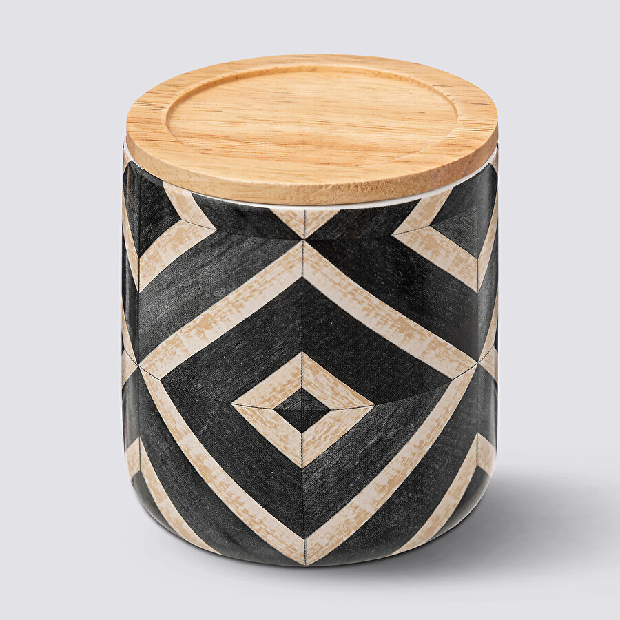 Pot à cotons, noir et beige Canvas