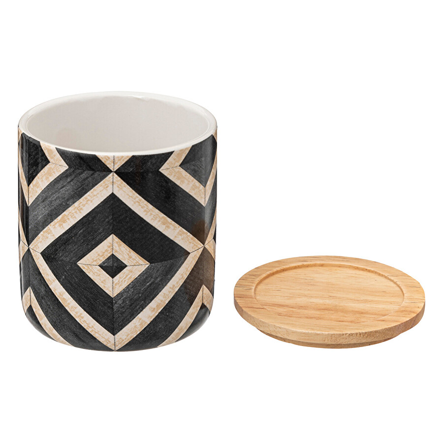 Pot à cotons, noir et beige Canvas