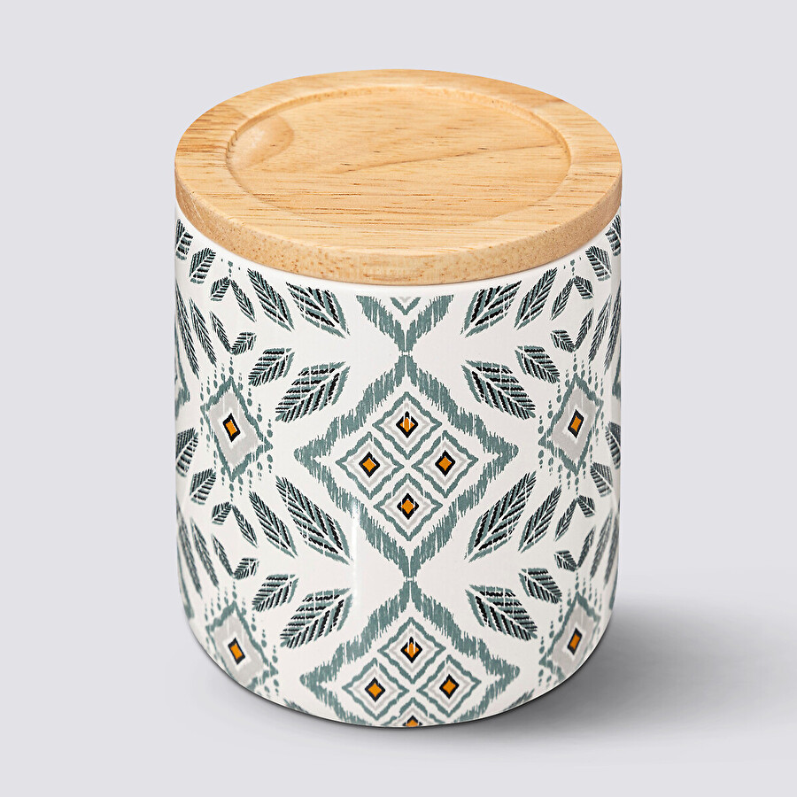 Pot à cotons, blanc et vert Hapache