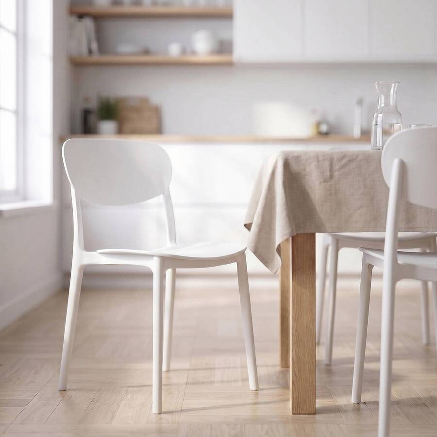 Chaise empilable plastique, blanc Plasta
