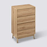 Commode 4 tiroirs, effet chêne naturel Abana