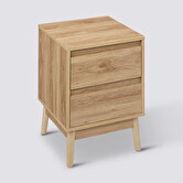 Table de chevet 2 tiroirs, effet chêne naturel Abana