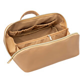 Trousse de toilette effet cuir, beige 