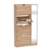 Meuble range-chaussures x24 miroir, effet chêne Drawy