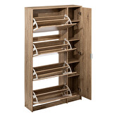 Meuble range-chaussures x24 miroir, effet chêne Drawy