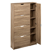 Meuble range-chaussures x24 miroir, effet chêne Drawy