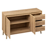 Buffet placard 3 tiroirs, effet chêne naturel Abana