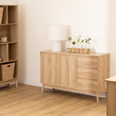 Buffet placard 3 tiroirs, effet chêne naturel Abana