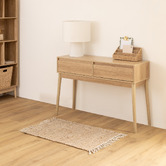 Console 2 tiroirs, effet chêne naturel Abana