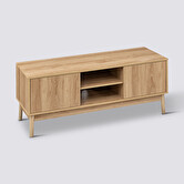 Meuble tv 2 placards, effet chêne naturel Abana