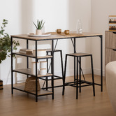 Table bar 3 étagères, effet chêne naturel Aliaj