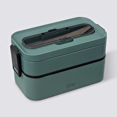 Lunch box double compartiments avec couverts 