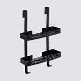 Serviteur de douche 2 niveaux stick adhésif, noir Blackalu