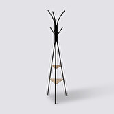 Porte manteau 6 crochets métal/bois, noir Jano