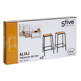 Lot de 2 tabourets bar, effet chêne naturel Aliaj