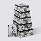 6 boîtes coins métal, noir et blanc Box'