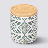 Pot à cotons, blanc et vert Hapache