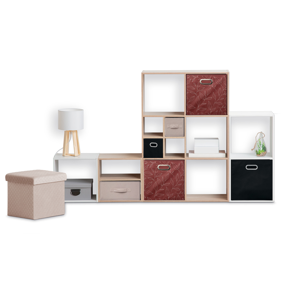 Panier tissu 31x31cm, rouge avec motifs Mix'n modul