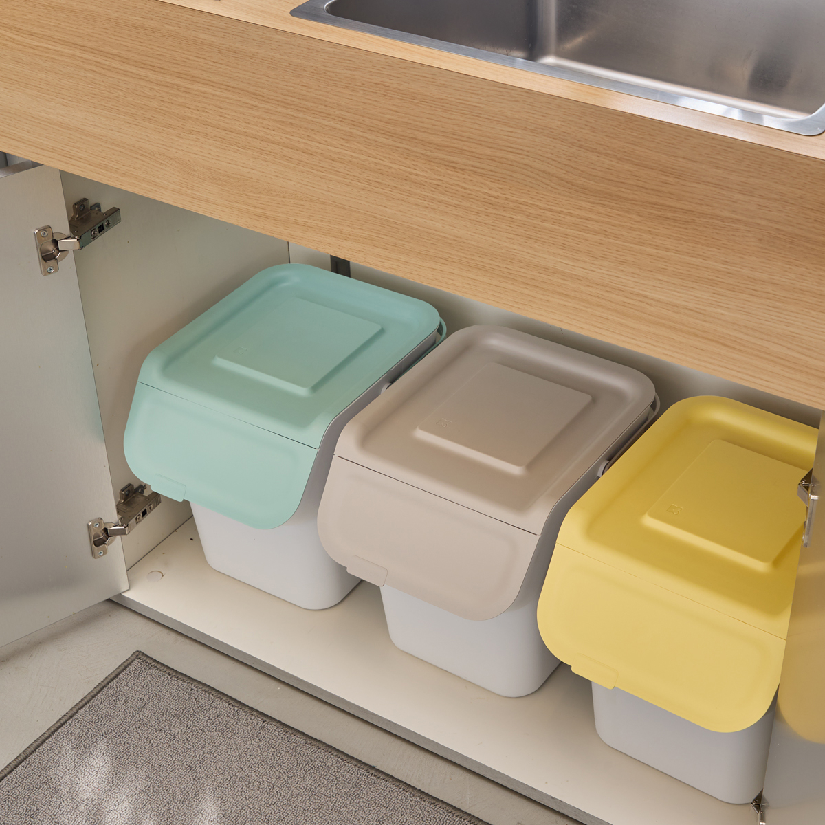 Poubelle de tri sélectif empilable en plastique 20l 