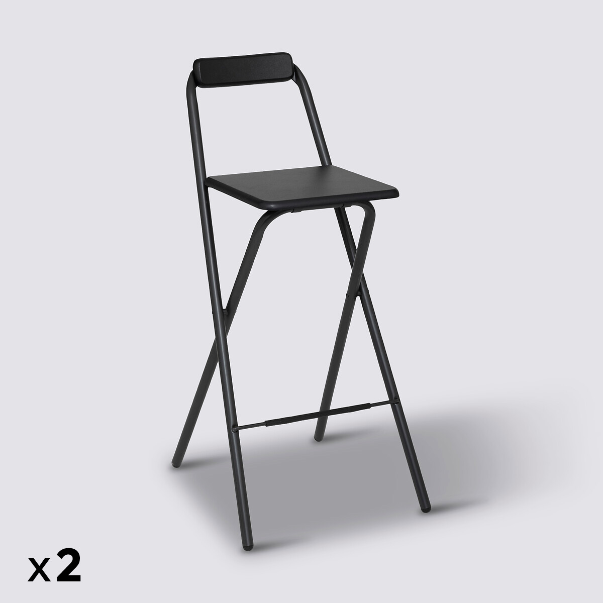 Lot de 2 chaises de bar pliantes, noir Louna