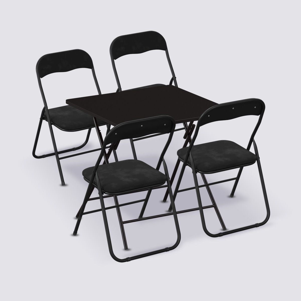 Table et 4 chaises pliantes en velours 