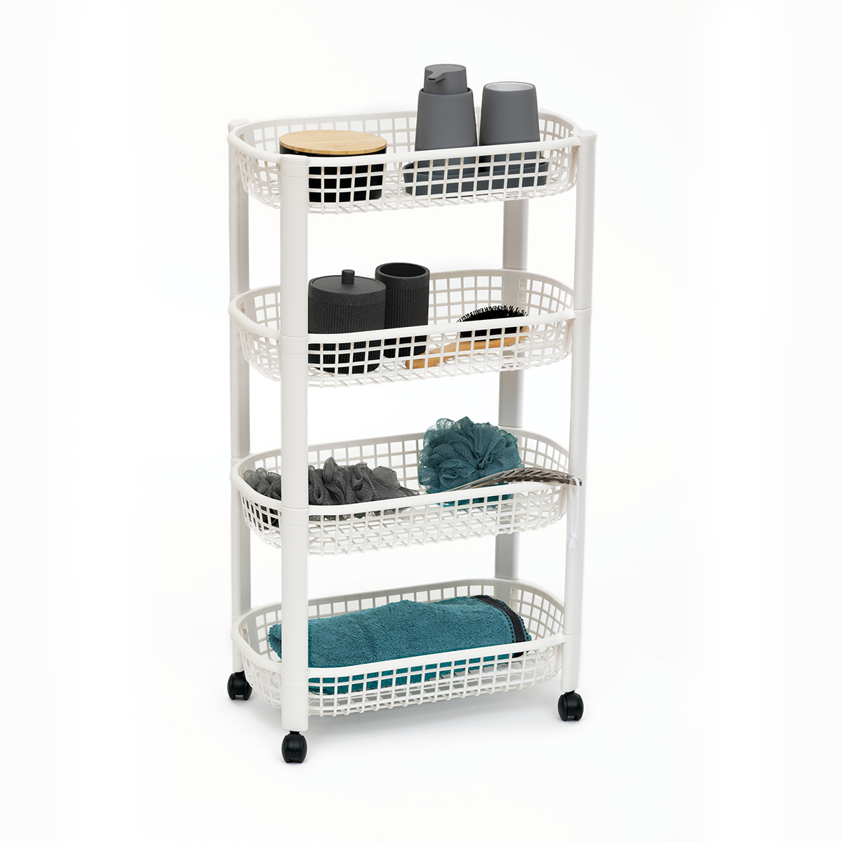 Resserre avec paniers 4 niveaux, blanc 