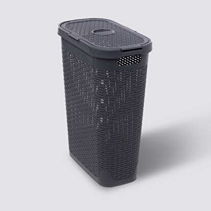 Panier linge 40l, gris anthracite 