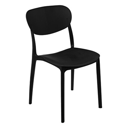 Lot de 4 chaises empilables plastique, noir Plasta